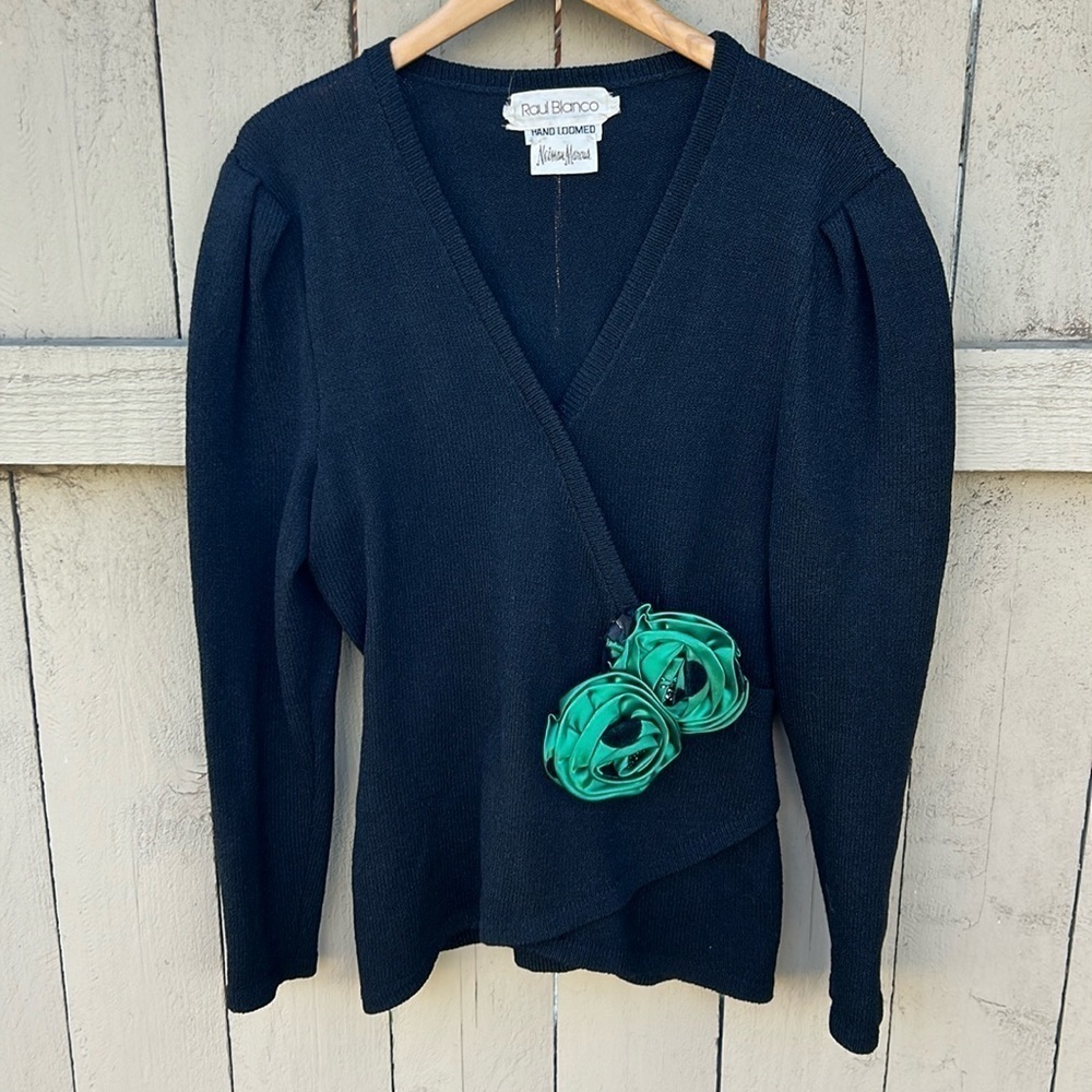 Raul Blanco Nieman Marcus Vintage Sweater Hand Loomed 1980's Wrap Style Sz 12